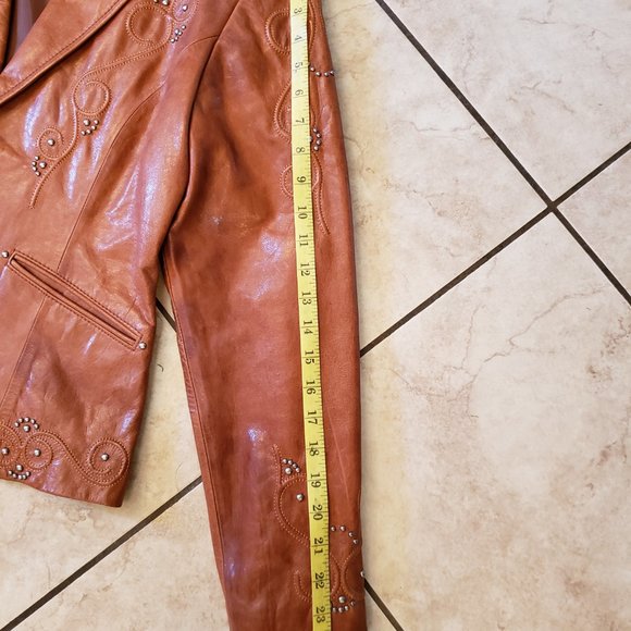 Cripple Creek Women's Medium (M) Vintage Genuine Leather Jacket - Studded/Lined - Picture 11 of 12